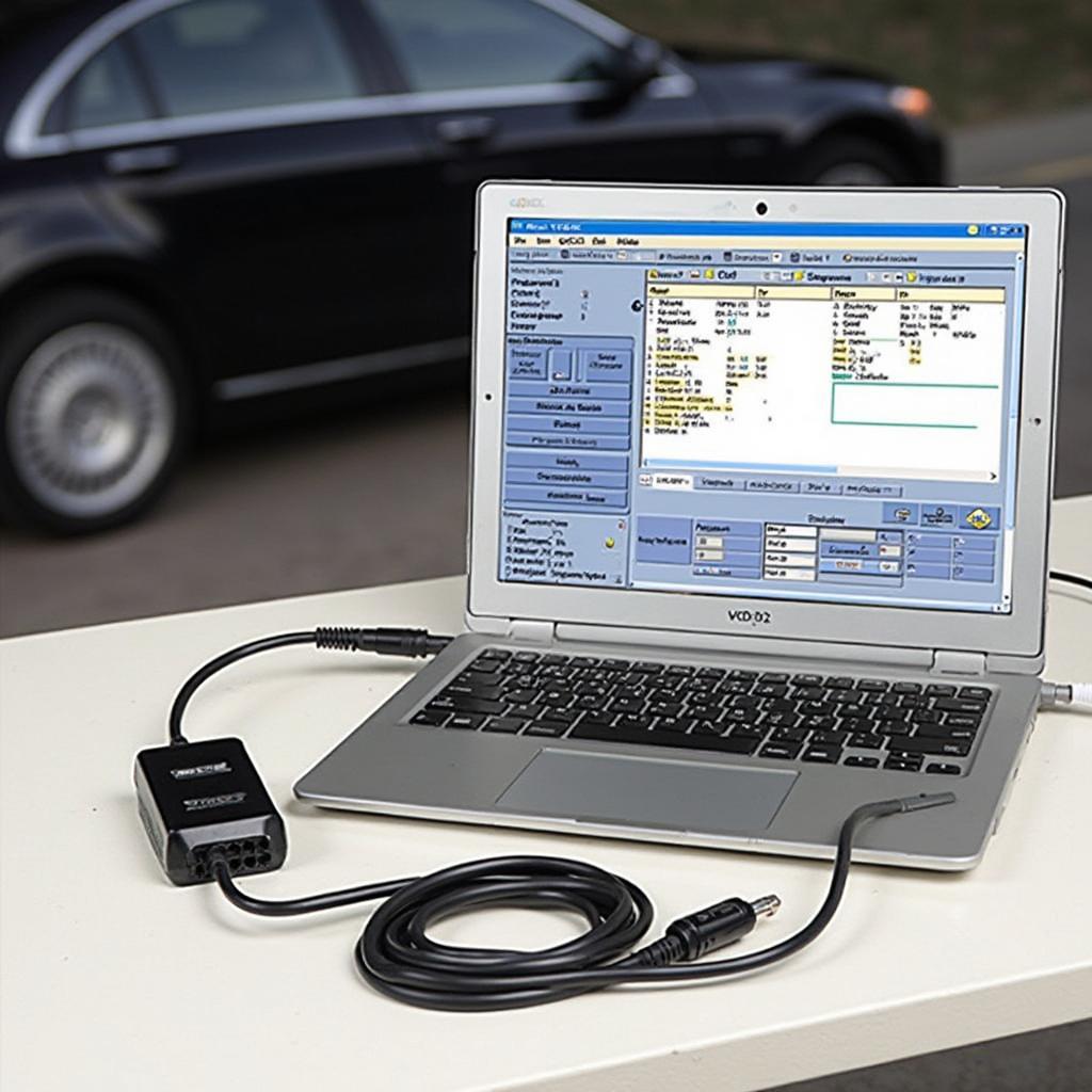 Ross Tech OBD2 Cable Connected to a Laptop Showing Diagnostic Software