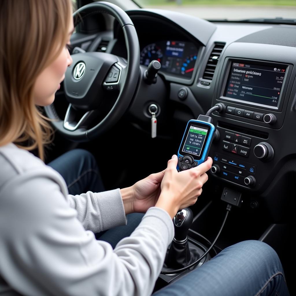 Savvy OBD2 user checking car diagnostics