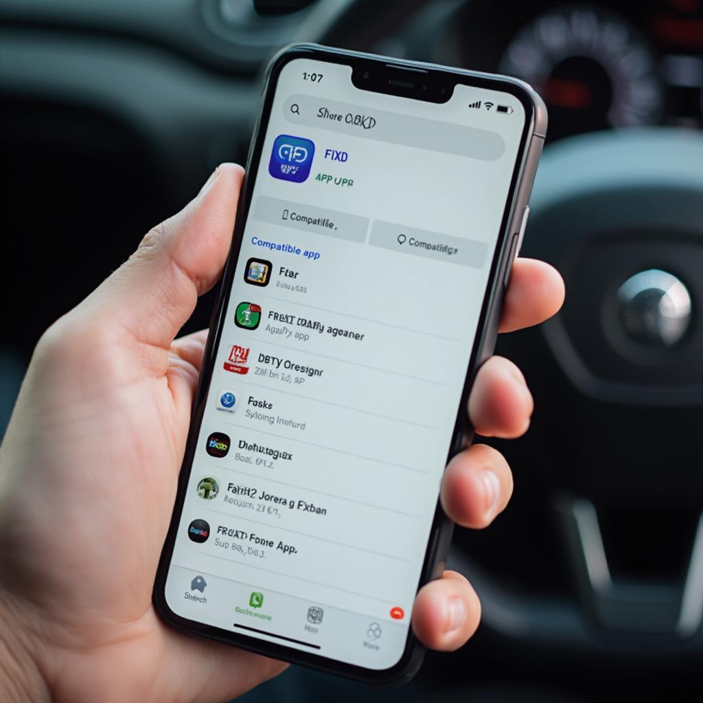 Selecting FIXD Compatible App on a Smartphone
