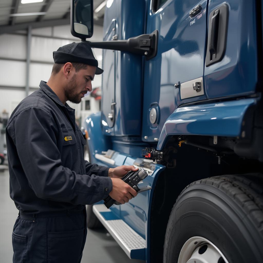 Semi Truck Bluetooth OBD2 Scanner Connection