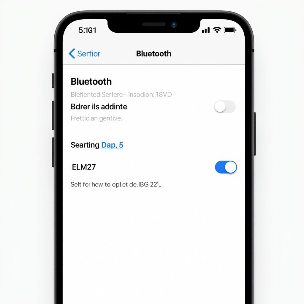 Smartphone screen showing the Bluetooth pairing process with an ELM327 OBD2 adapter