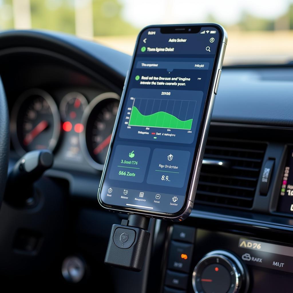 Smartphone Displaying Car Diagnostics Data