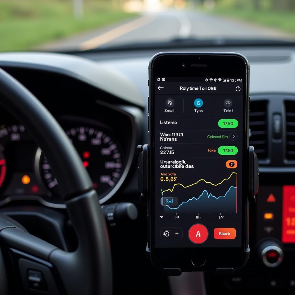 Smartphone Displaying OBD2 App