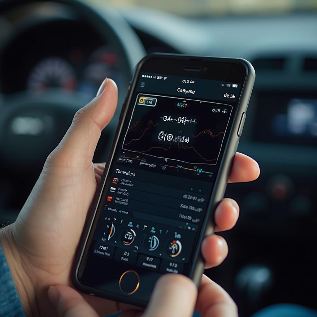 Smartphone Displaying OBD2 App