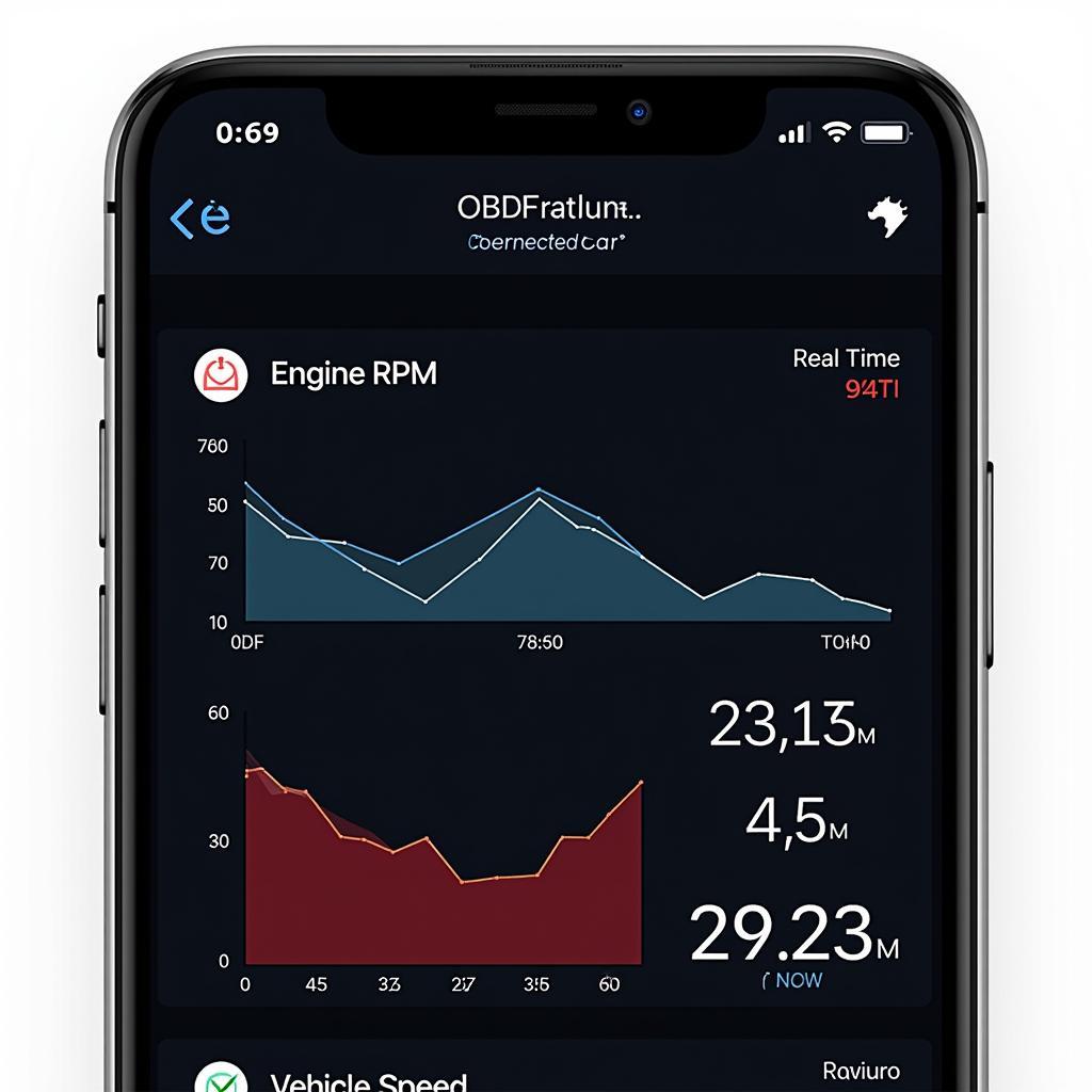 Smartphone Displaying OBD2 Data