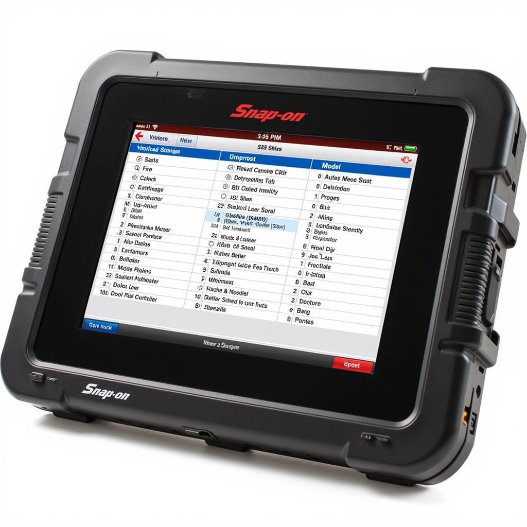 Snap-on scanner displaying wide vehicle coverage