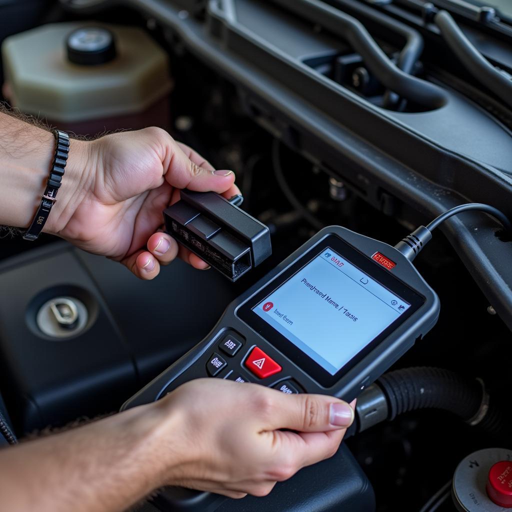 Subaru Mechanic Using Diagnostic Scan Tool