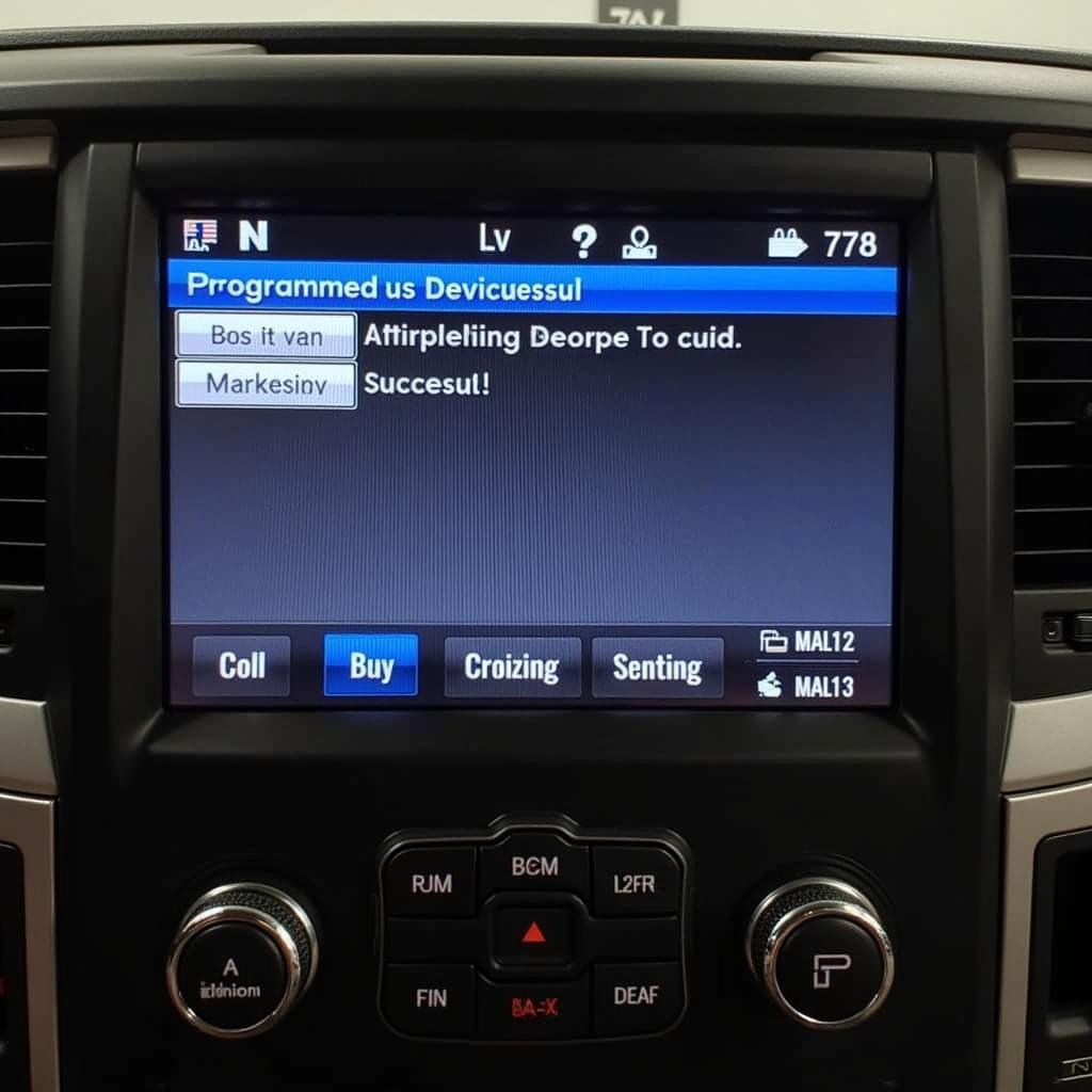 OBD2 Scanner Display Showing Successful Radio Programming