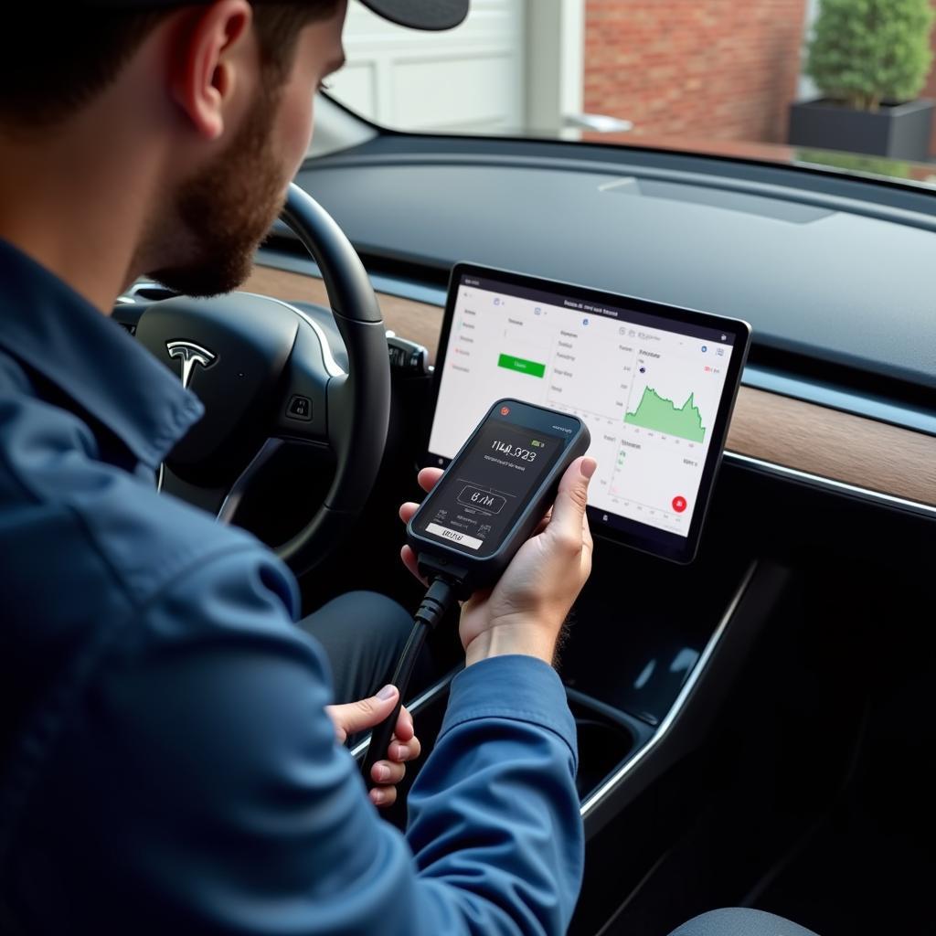Tesla OBD2 Scanner in Use