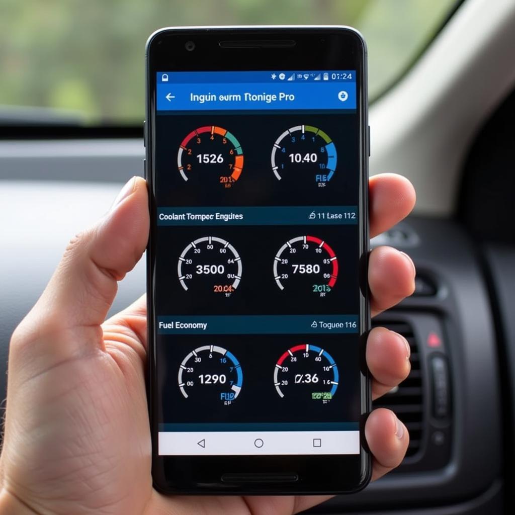 Torque Android app displaying real-time car diagnostics