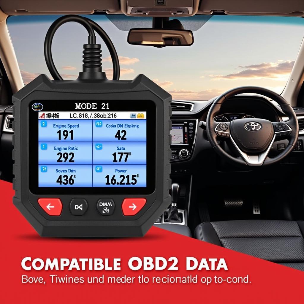 Toyota JDM OBD2 Scanner Displaying Mode 21 Data