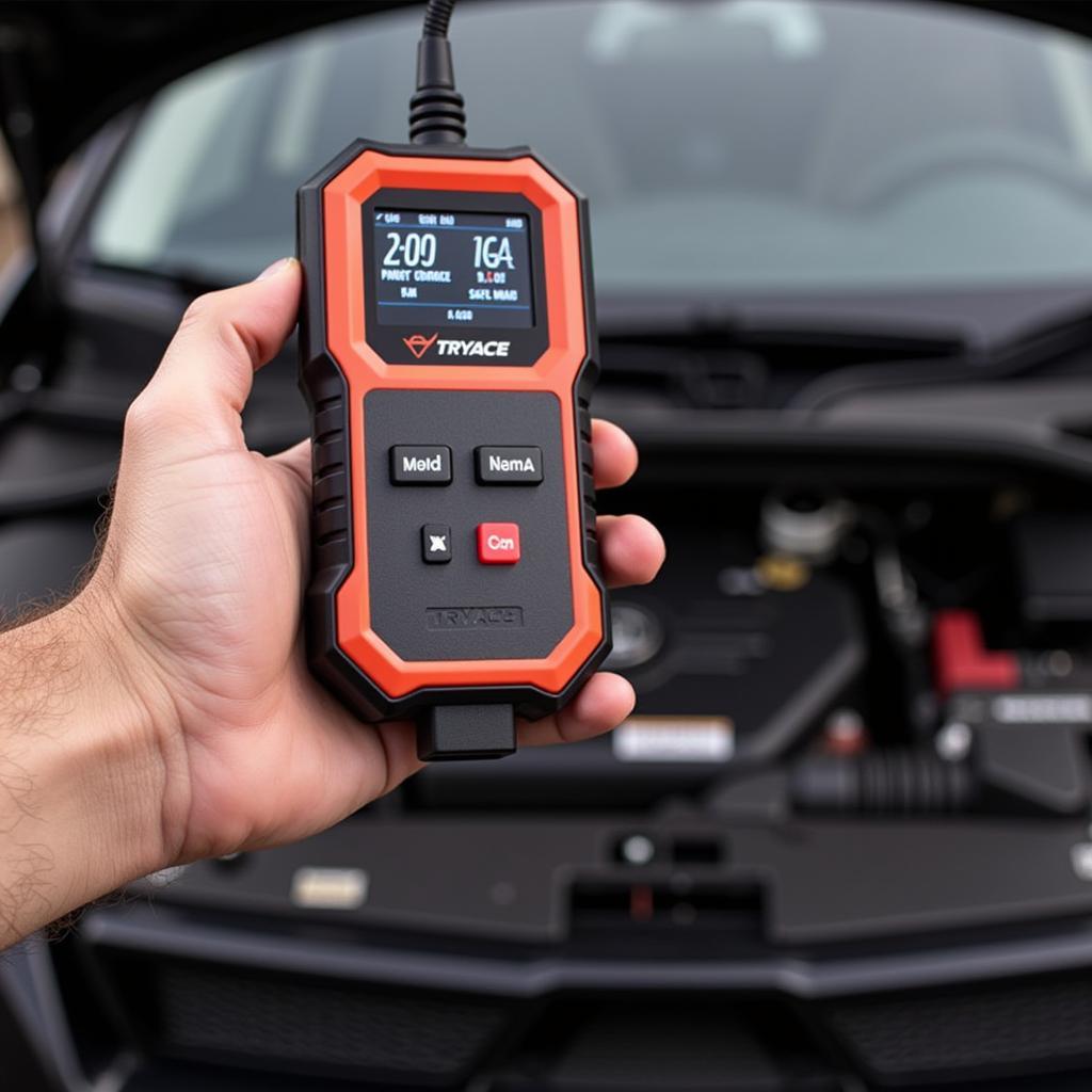 Mechanic Holding Tryace SR950 OBD2 Scanner