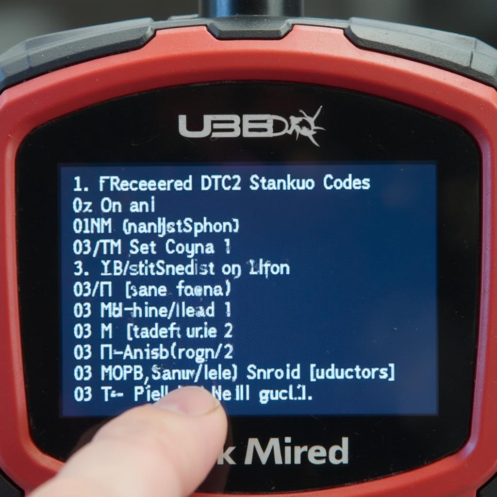 U380 OBD2 scanner screen displaying DTCs