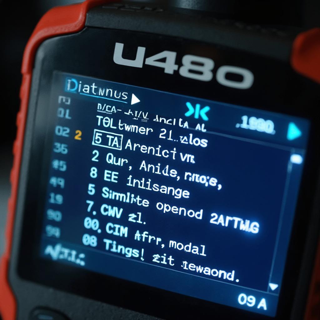 U480 OBD2 scanner screen showing diagnostic codes