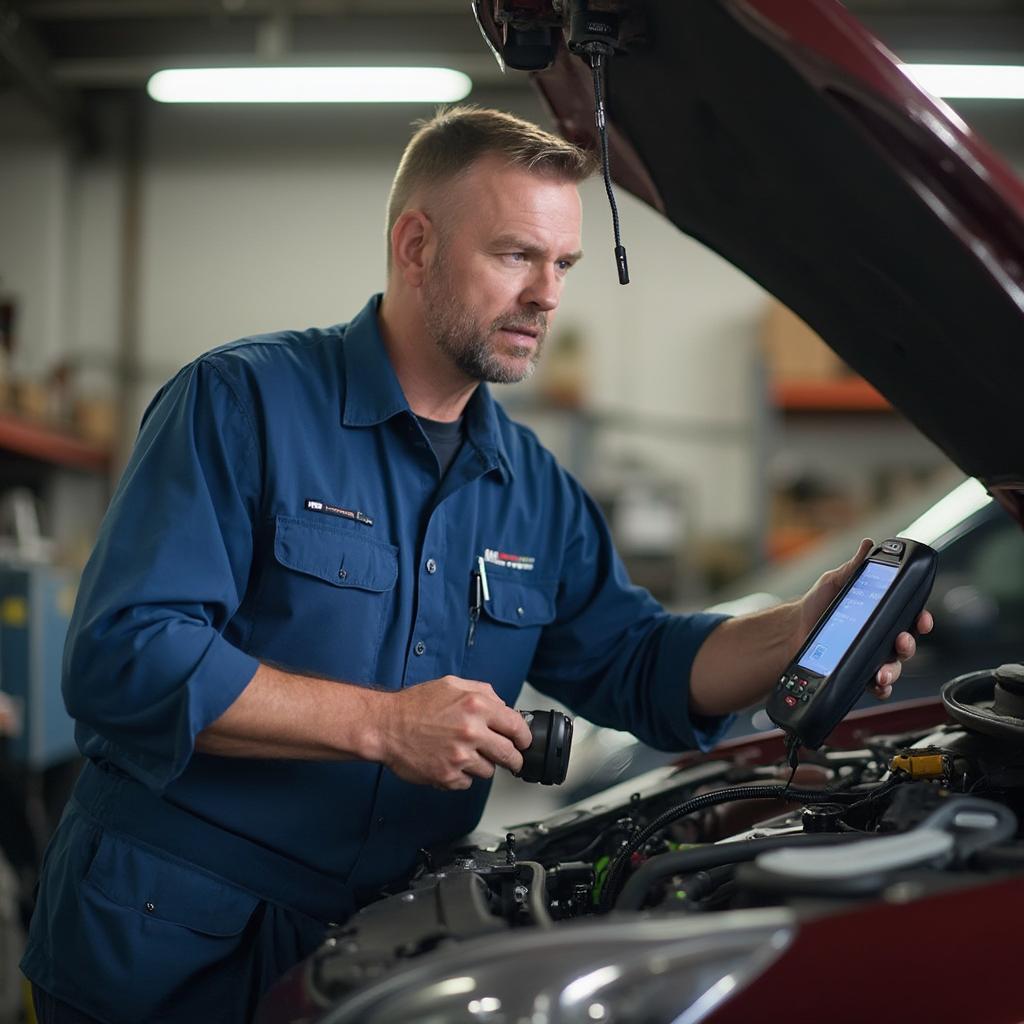 Connecting and Using an OBD2 Scanner on a Vehicle in a Brandon Garage