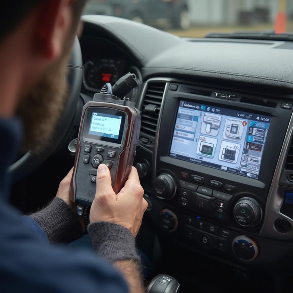 Technician Using TAC Commands with an OBD2 Scanner