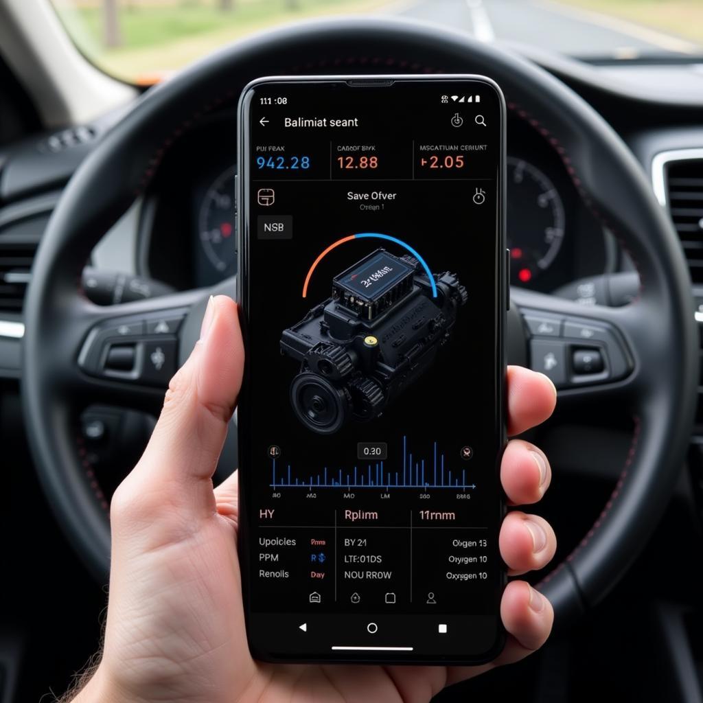 OnePlus 6 phone running the VeePeak app showing car diagnostics