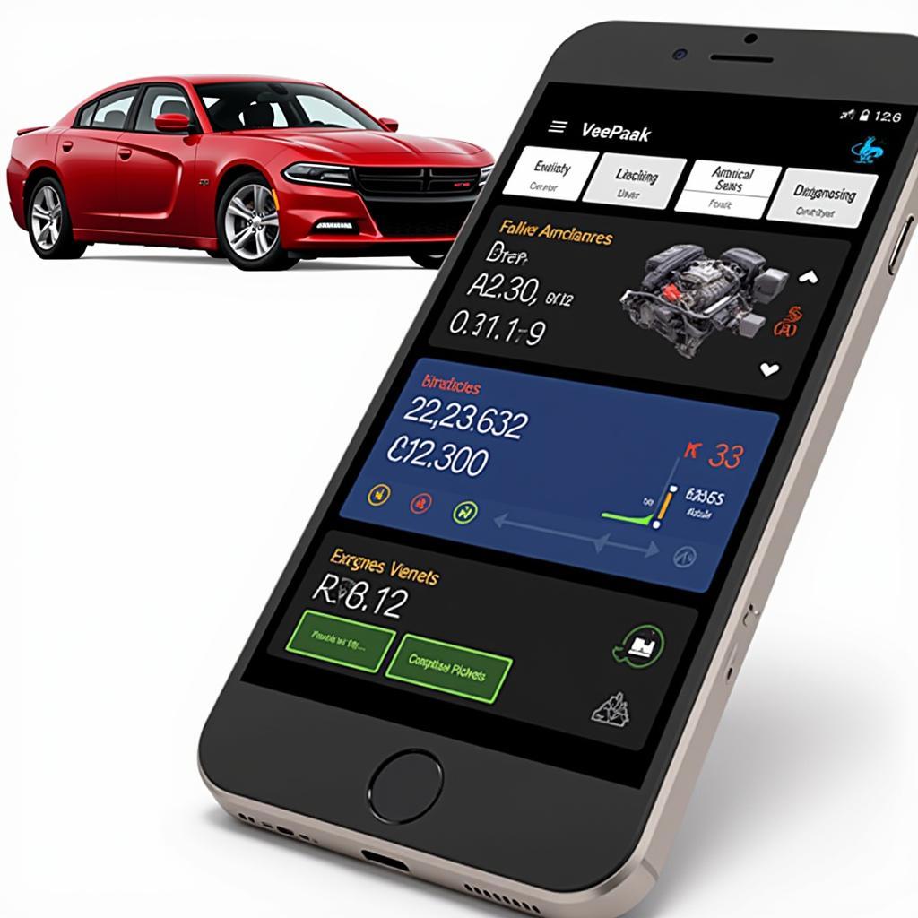 VeePeak App Displaying Dodge Charger Diagnostic Data