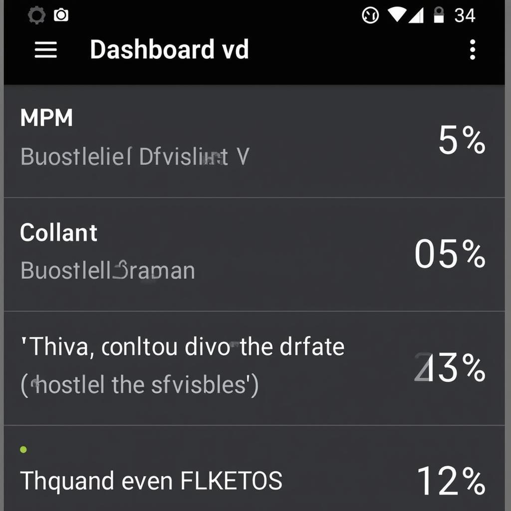 Vgate App Dashboard Displaying Engine Data