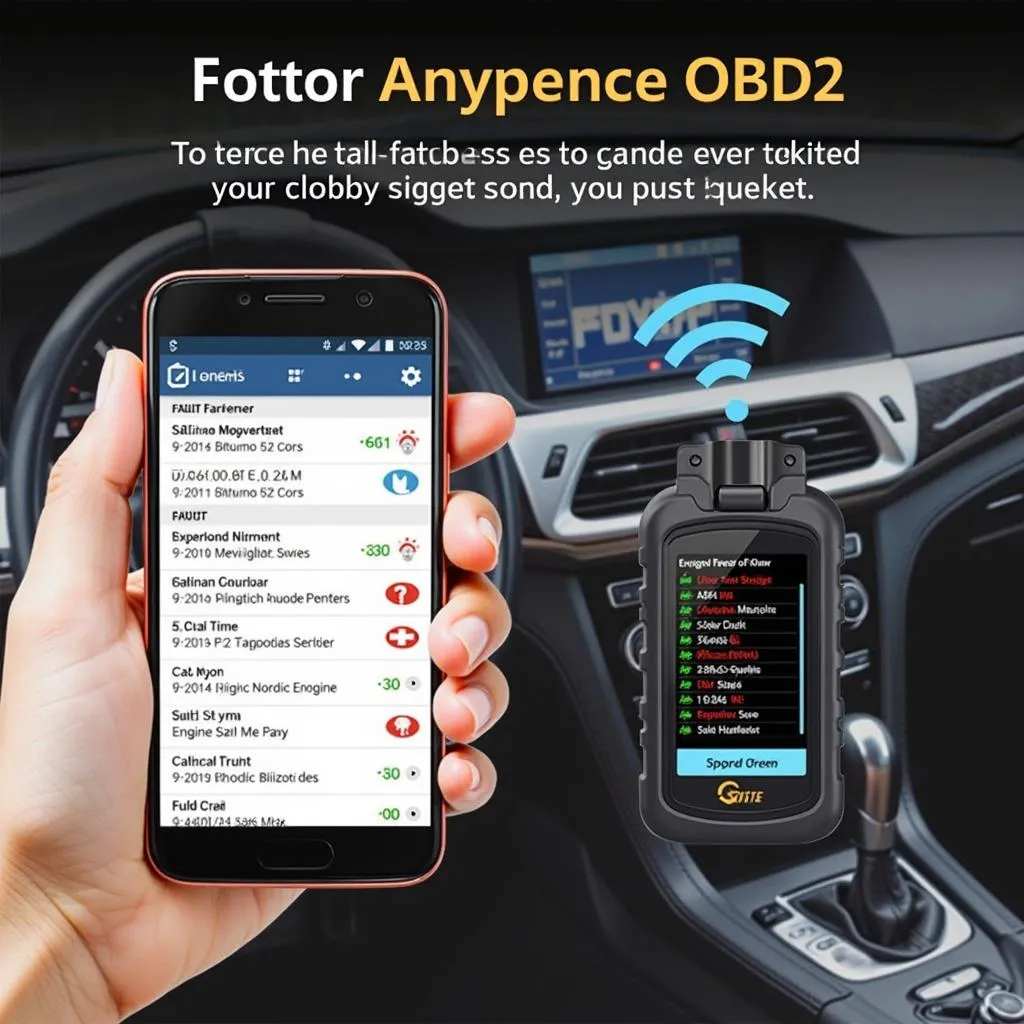 Vgate OBD2 WiFi Scanner and Android Phone Displaying Car Diagnostics