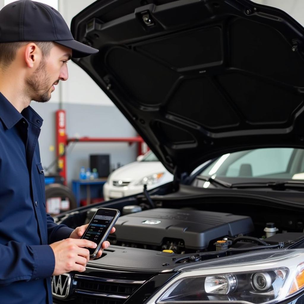 A Mechanic Using the Vgate VS890S OBD2 Scanner