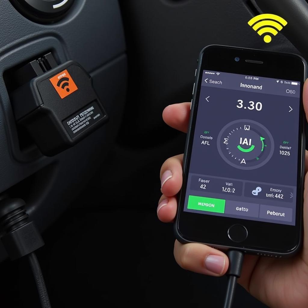 Vgate Wifi OBD2 Tool Connected to Car