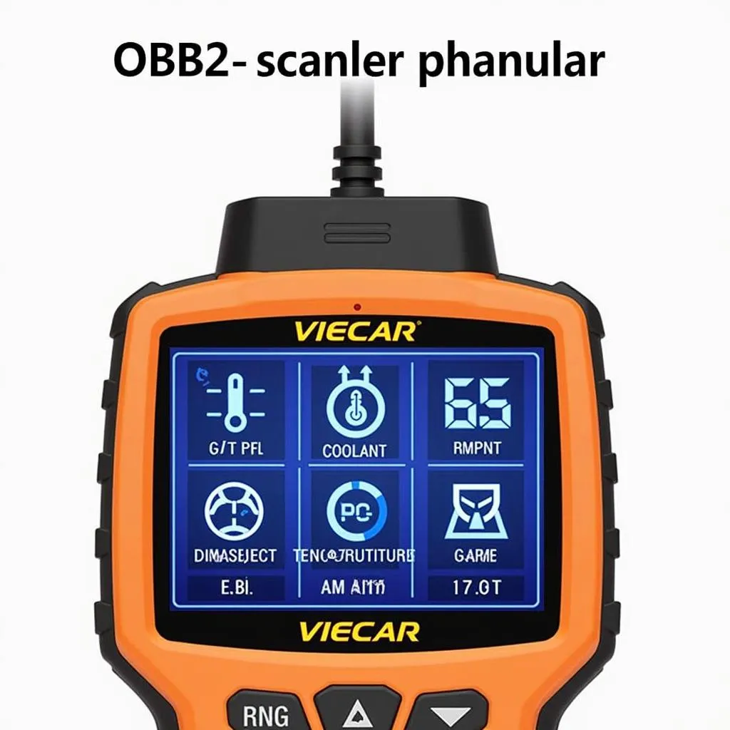 Viecar OBD2 scanner screen showing live engine data