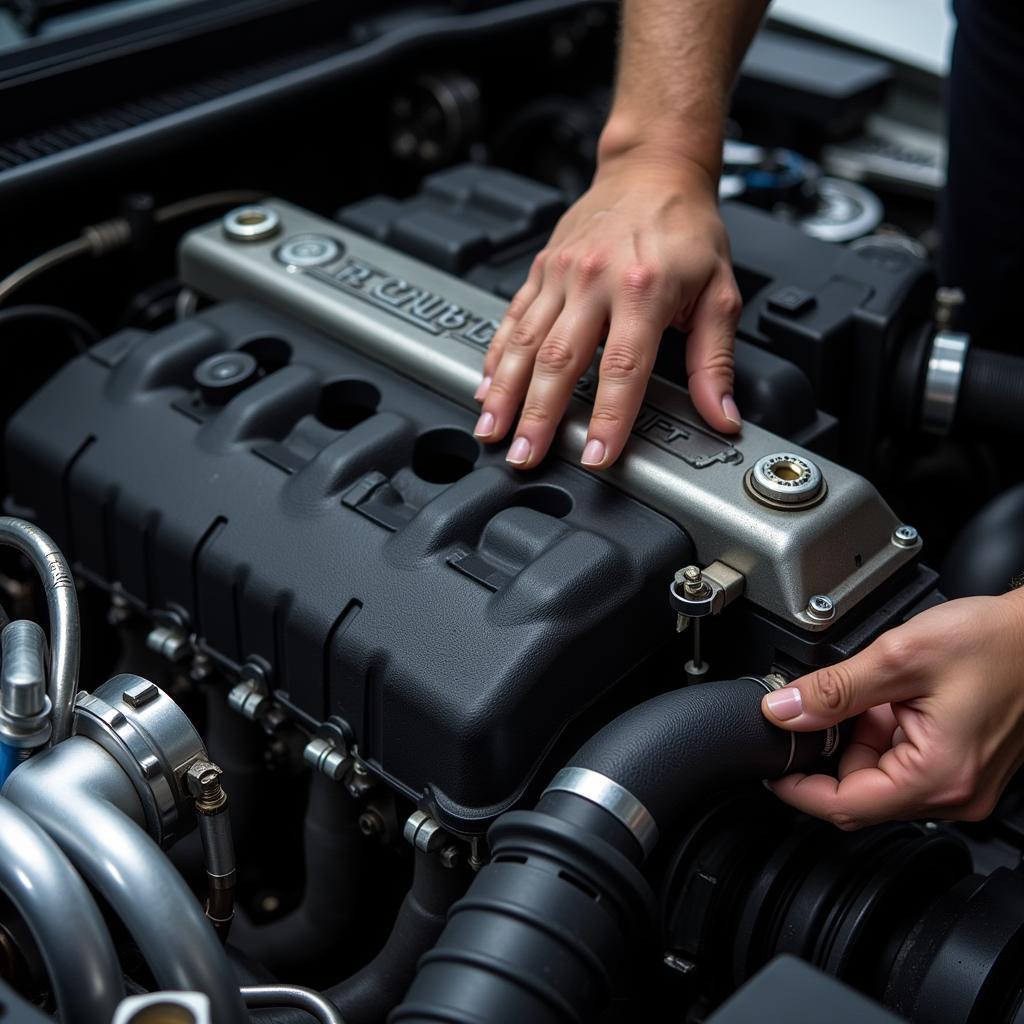 Mechanic Performing Maintenance on VR6 Engine