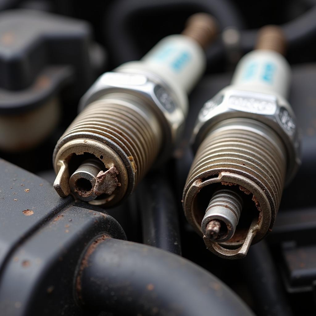 worn spark plugs on a Corolla engine