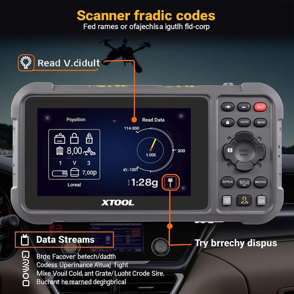 Display screen of the XTOOL U480 OBD2 scanner showing diagnostic information.