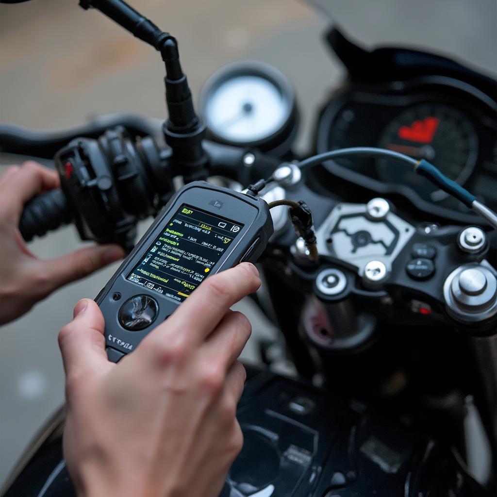 Yamaha MT07 OBD2 Scanner in Use