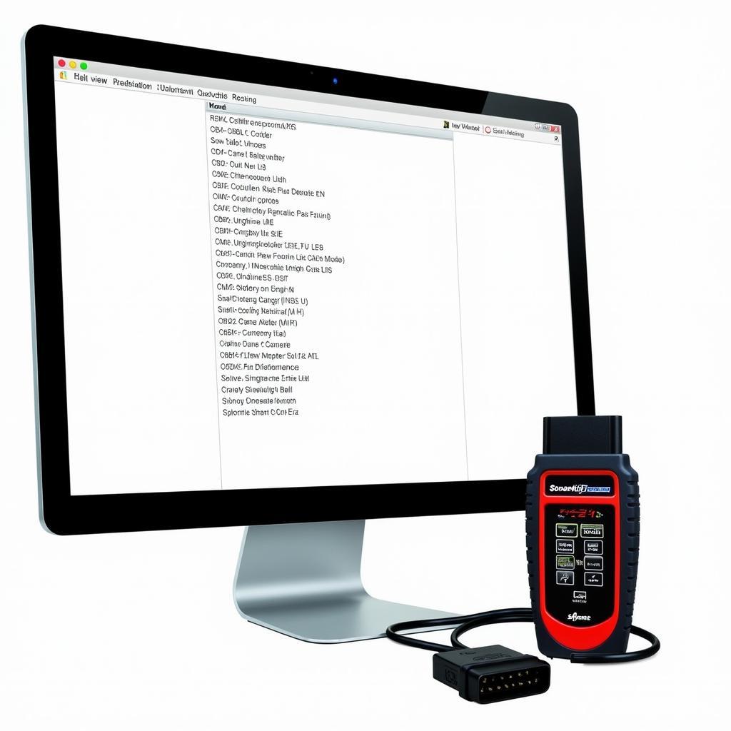 A list of common OBD2 codes displayed on a computer screen, accompanied by the ZR11S OBD2 code reader