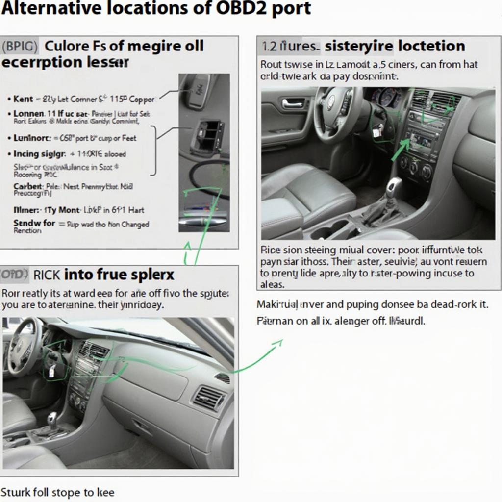 Alternative OBD2 port locations in a 2002 Volkswagen Passat - steering column cover and center console.