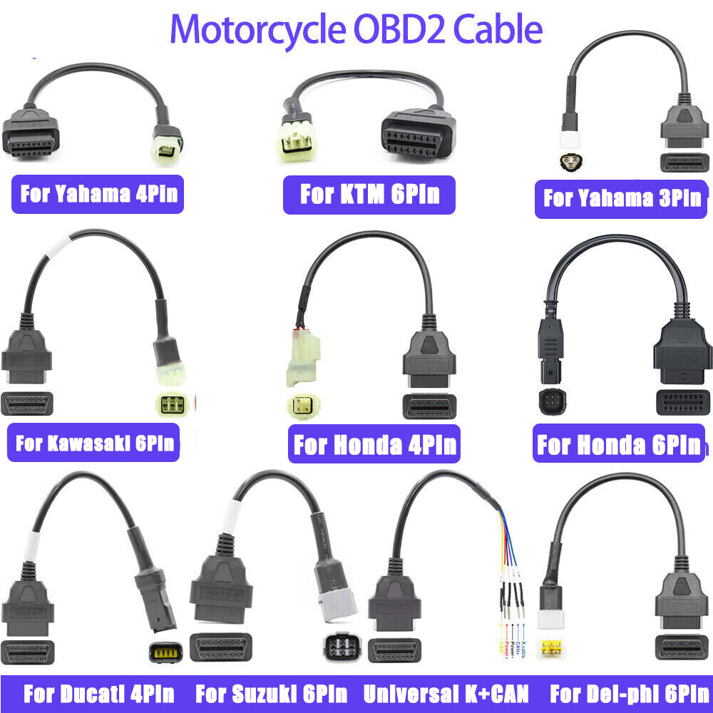 16PIN OBD2 Connector Diagnostic Adapter Scan Cable For SUZUKI Honda Motorcycle