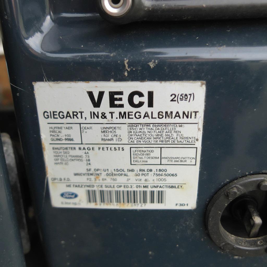 1996 F250 VECI Label indicating OBDII compliance