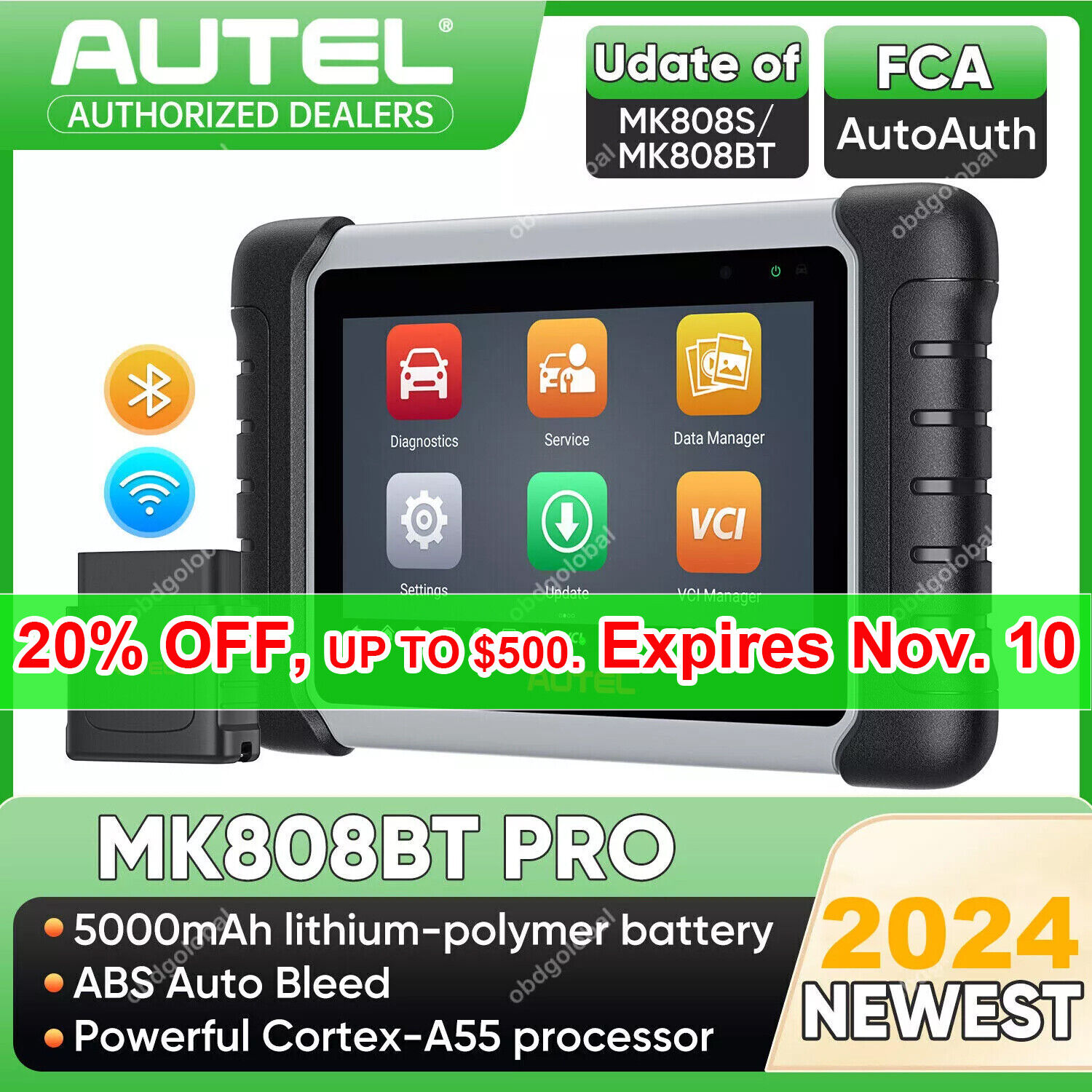 20% off [BRANDNEW20] Autel MaxiCOM MK808BT PRO OBD2 Diagnostic Scanners