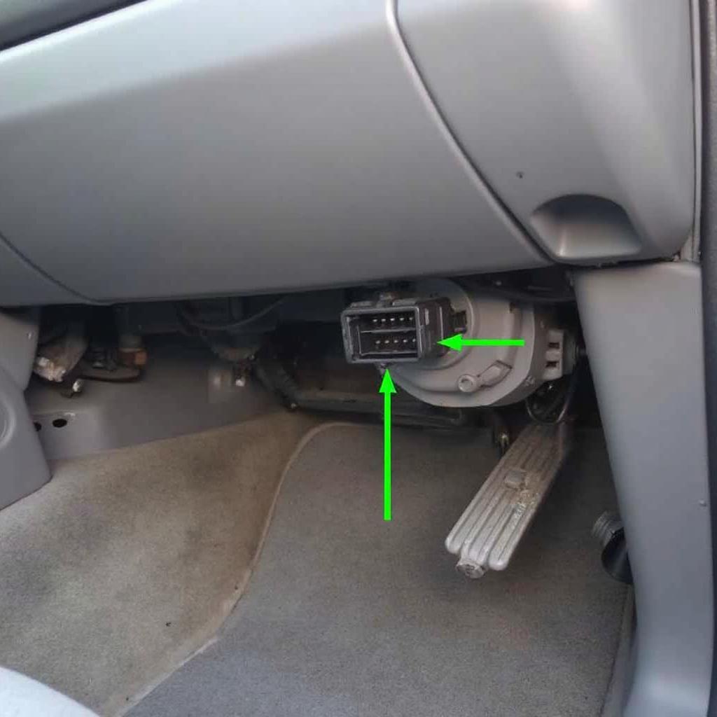 2000 Dodge Dakota OBD2 Connector Location Under Dashboard