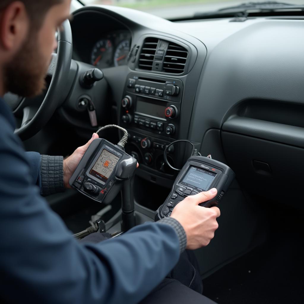 2005 Ford OBD2 Code Reader in Use