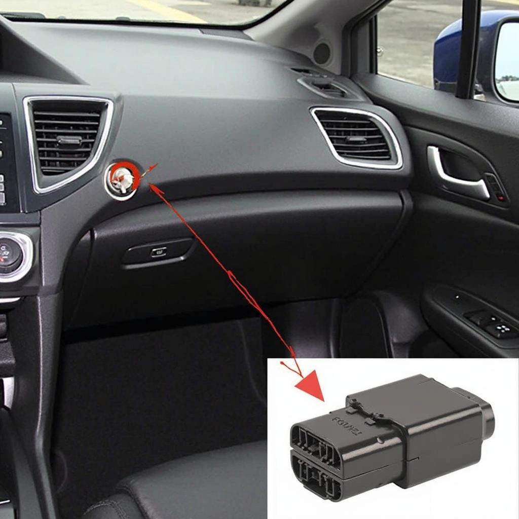 OBD2 Port Location in a 2014 Honda Civic Si