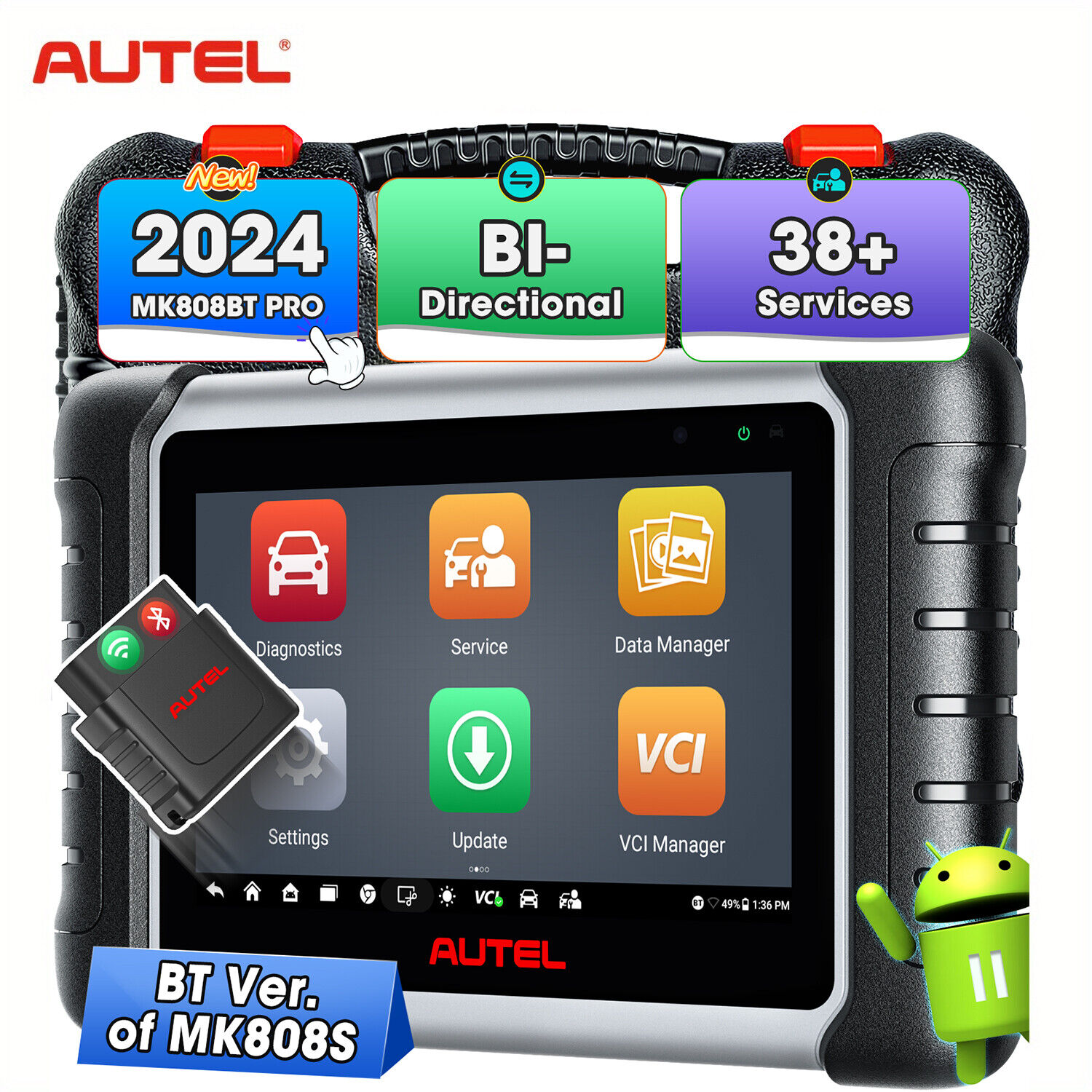 2024 Autel MaxiCOM MK808BT Pro Car Diagnostic Tool Auto OBD2 Scanner Code Reader