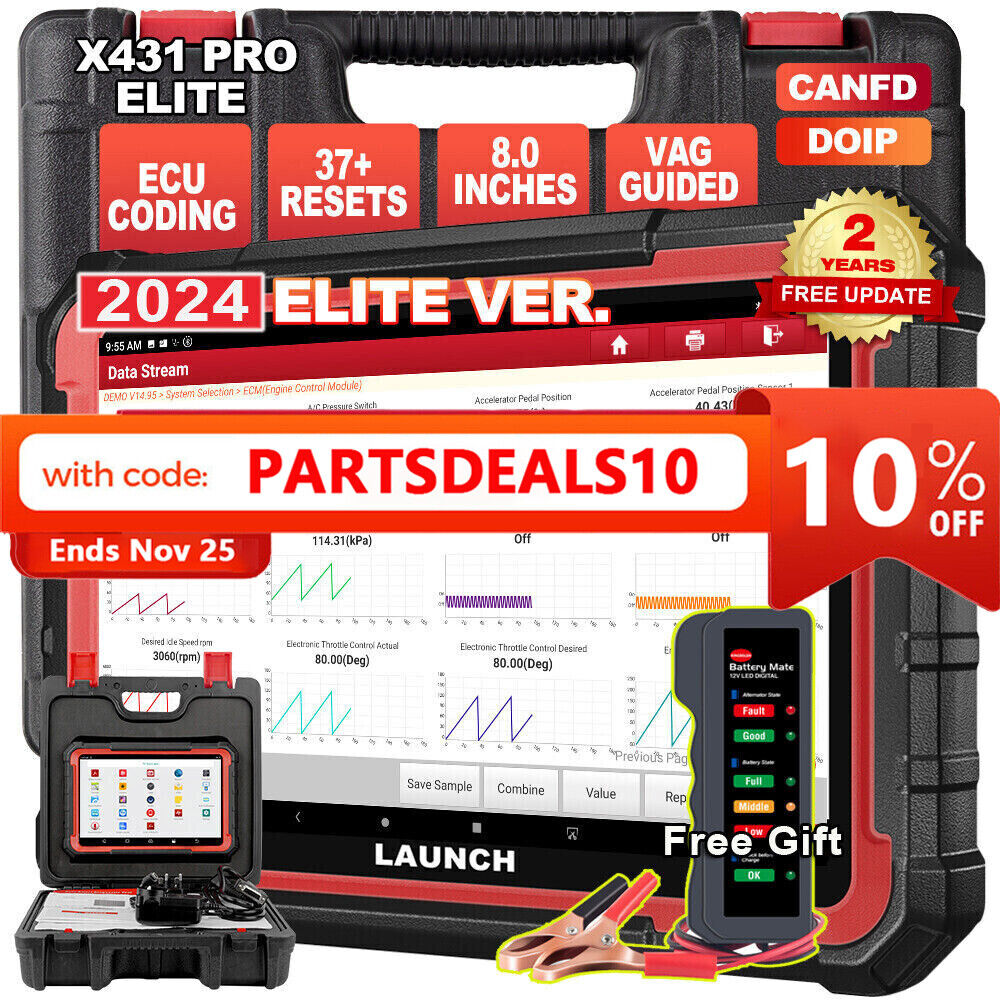 2024 Launch X431 PROS Elite V Car Diagnostic Scanner ECU/ Key Coding + BM310