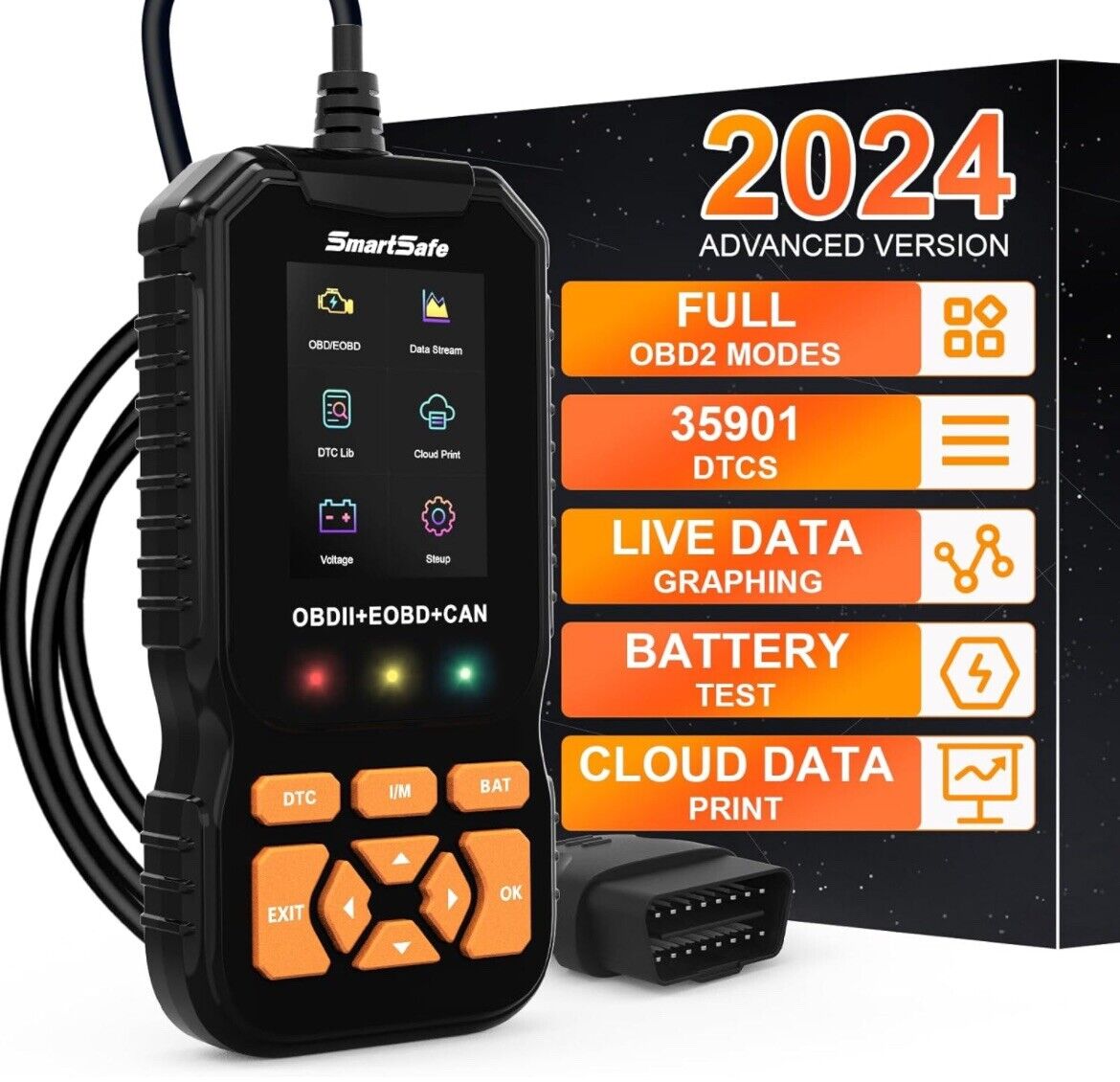 2024 Professional OBD2 Scanner Diagnostic Tool Enhanced Auto Check Engine New