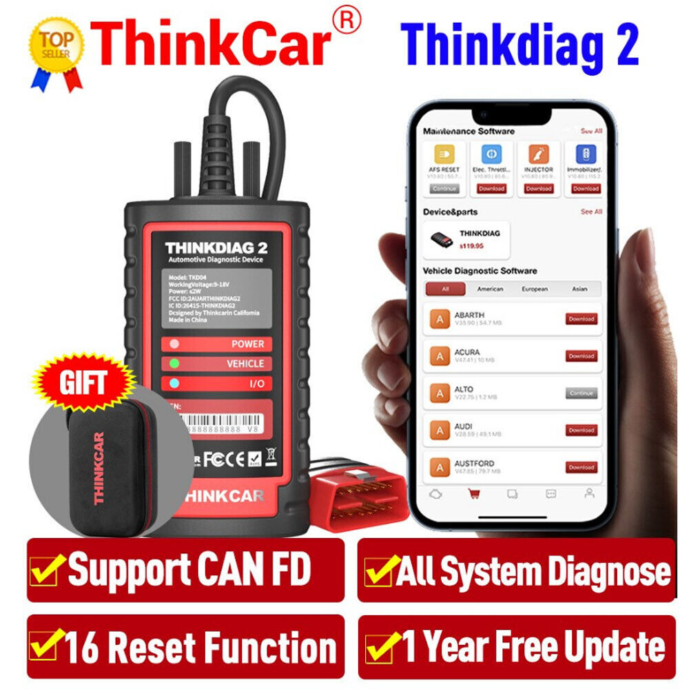 2024 THINKDIAG 2 Bidirectional Car Diagnostic Tool Auto OBD2 Scanner ECU Coding