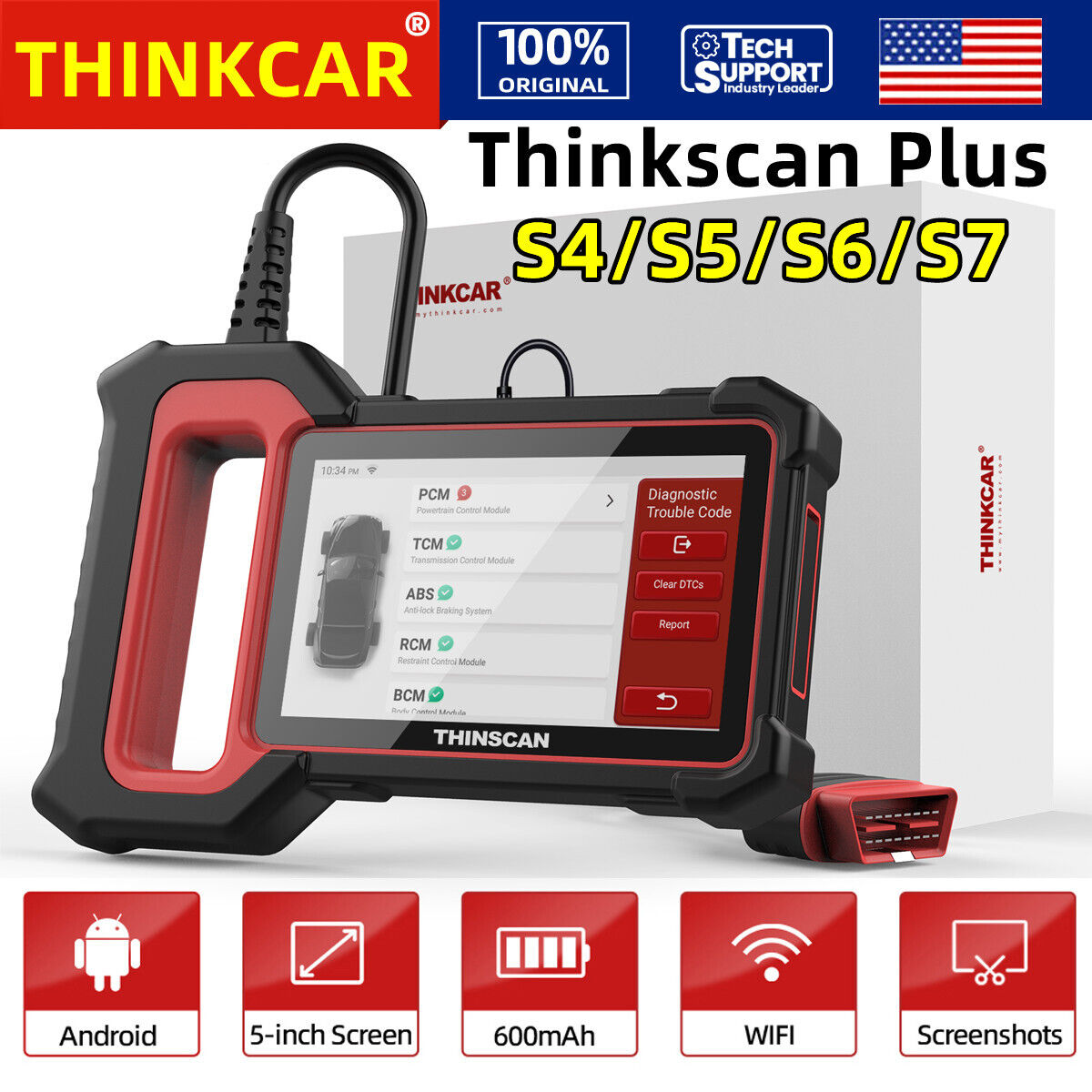 2024 Thinkscan Plus Car OBD2 Scanner Auto Diagnostic Tool ABS SRS IC AC System