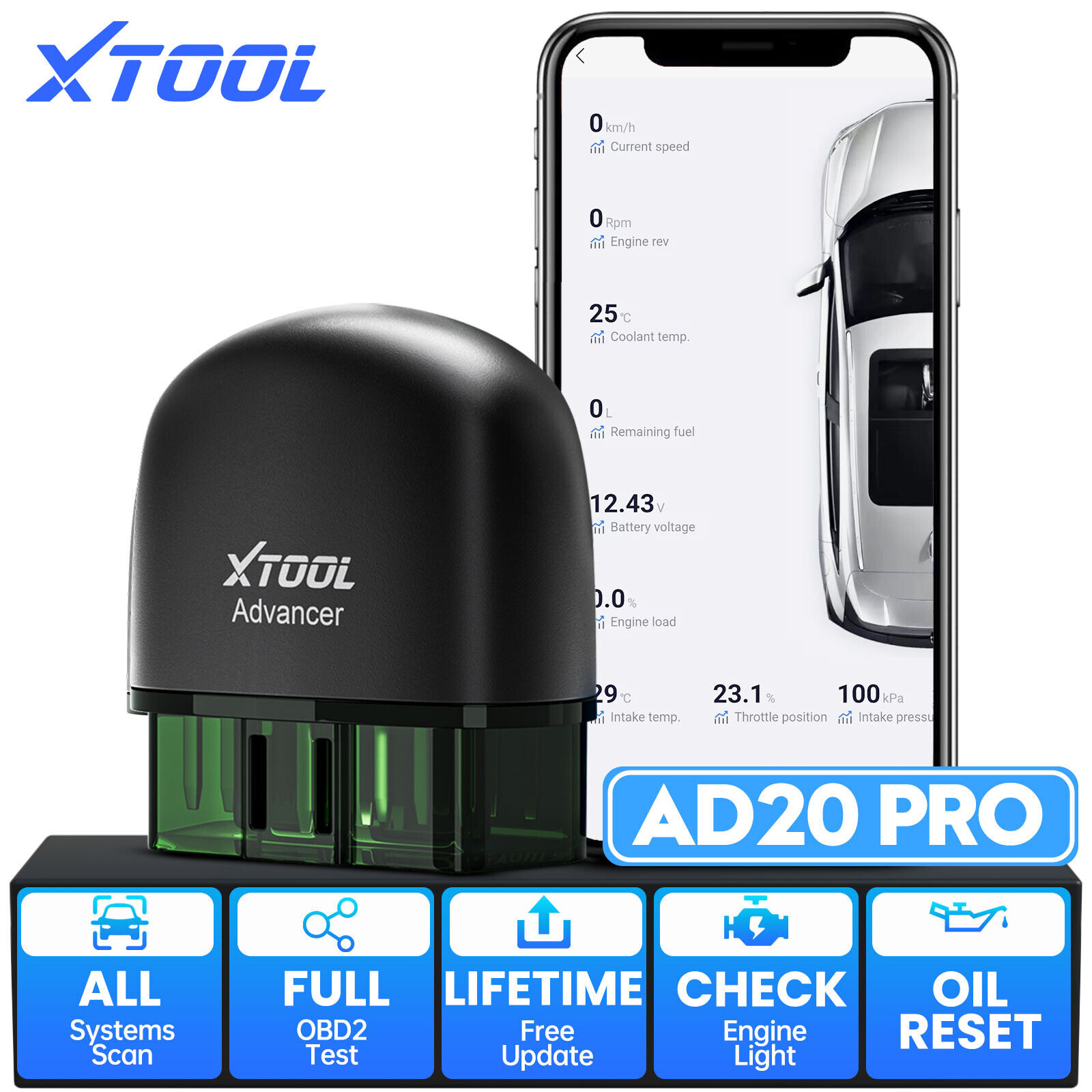 2024 XTOOL AD20 PRO OBD2 Car Diagnostic Code Reader All Systems Scan Oil Reset