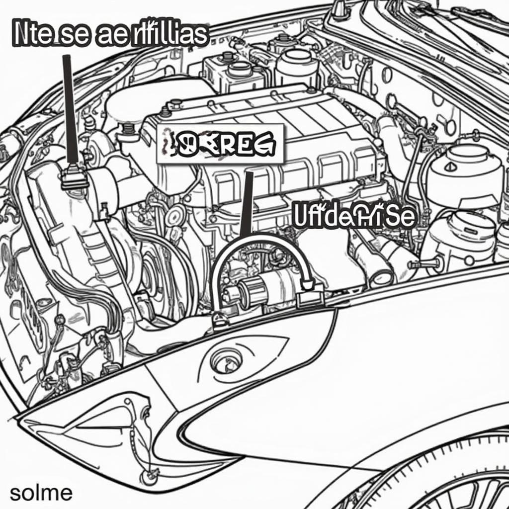 Nissan 370z Engine Bay Highlighting the MAF Sensor Location