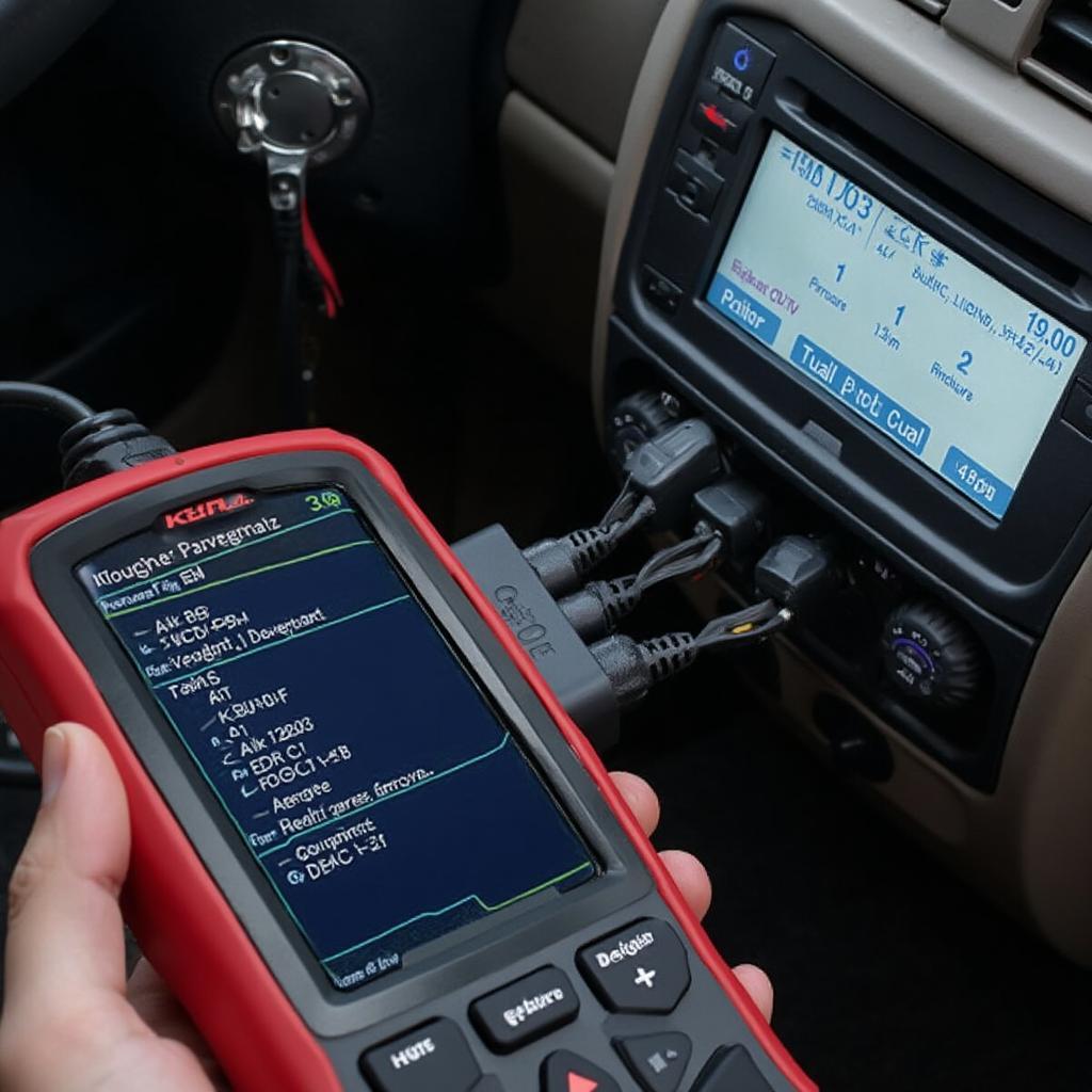 4-Cable OBD2 Scanner Connected to a 2005 Ford Canyon