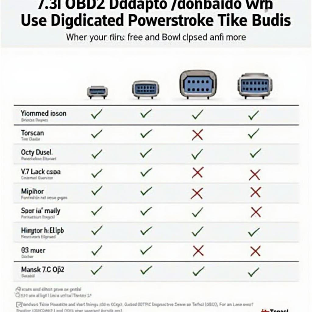 7.3l OBD2 Adapter Software Compatibility Chart