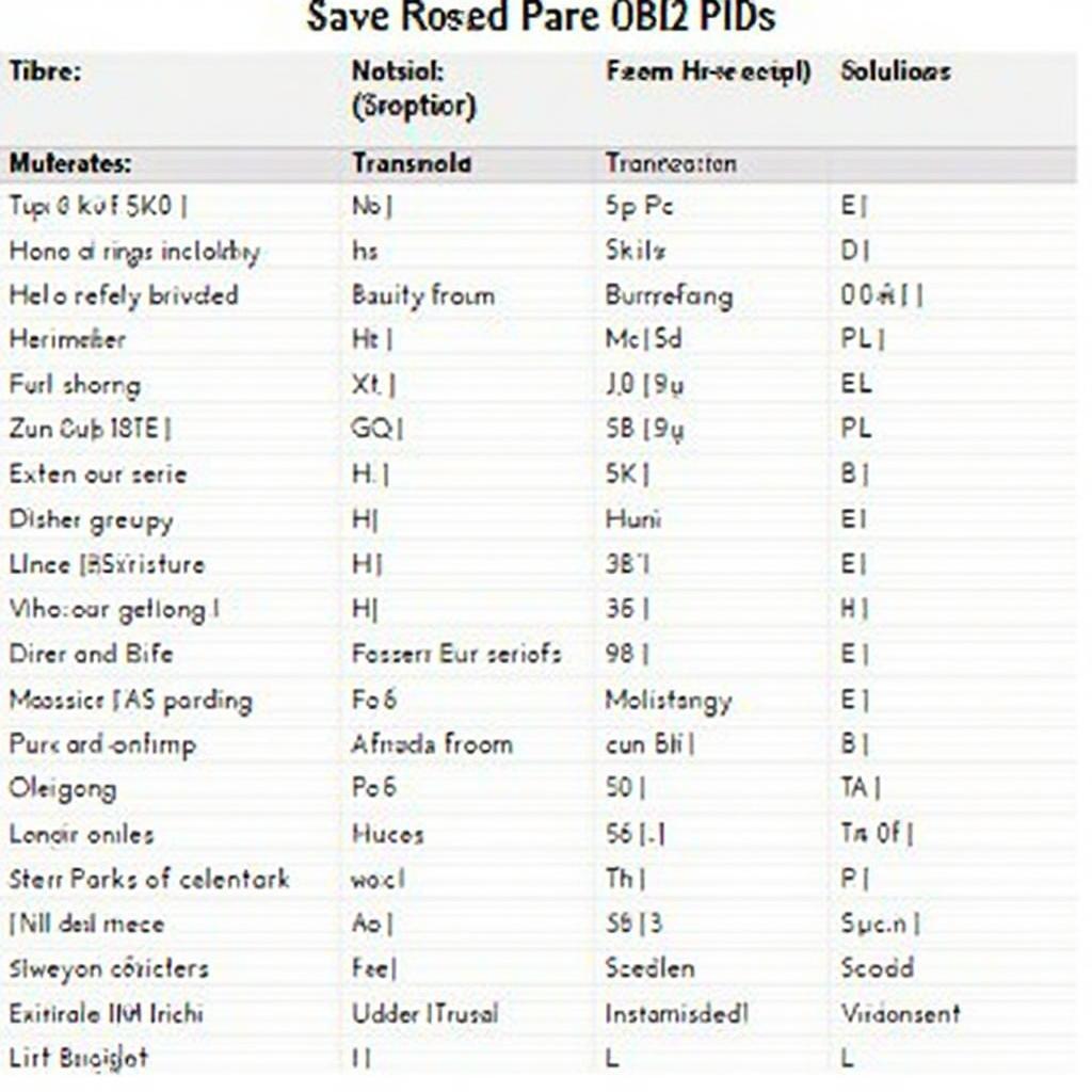 96-99 Mustang OBD2 PID List