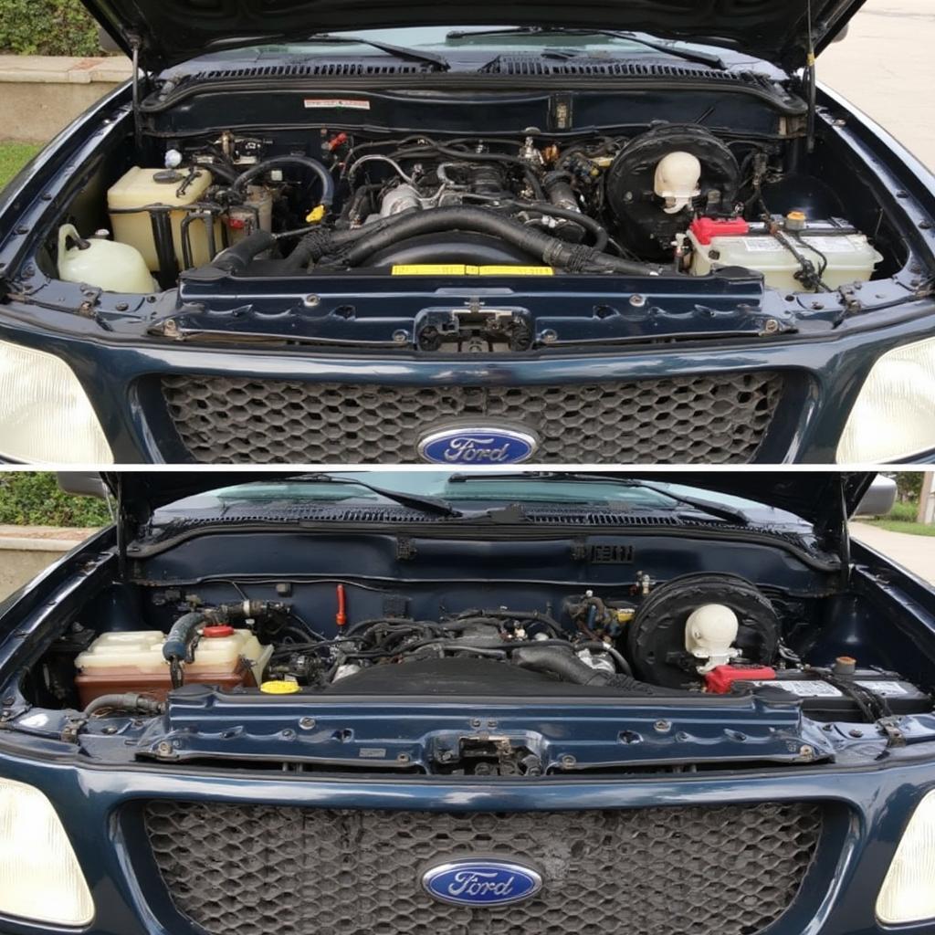 97 F150 Engine Bay Before and After Chip Installation